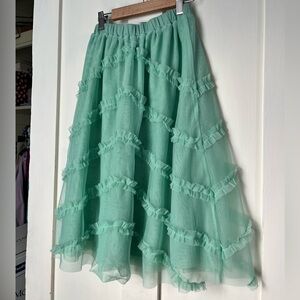 Mini Boden Girls Mint Green Tulle Ruffle Skirt Size 9/10